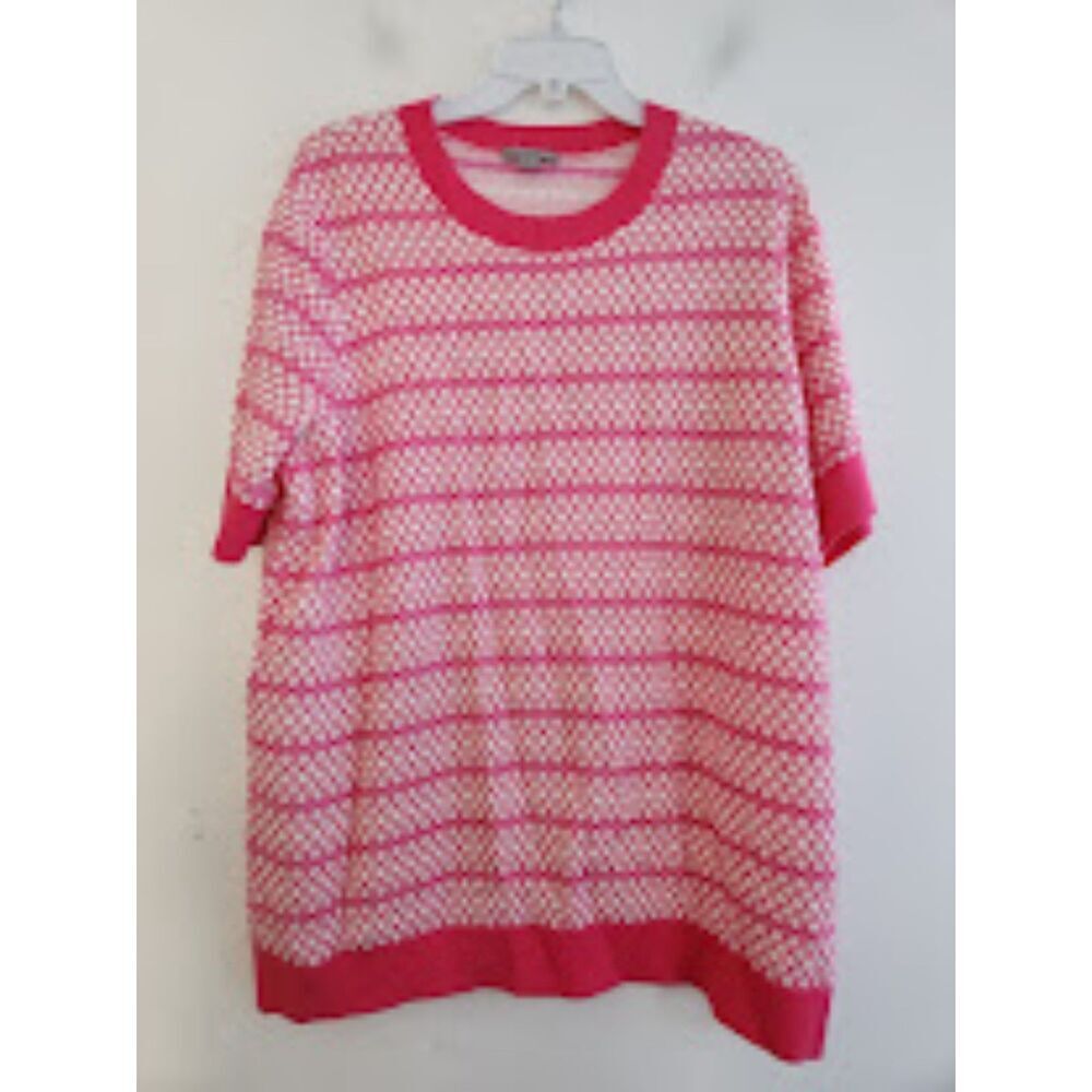 COS Pink and White Crew Neck Sweater